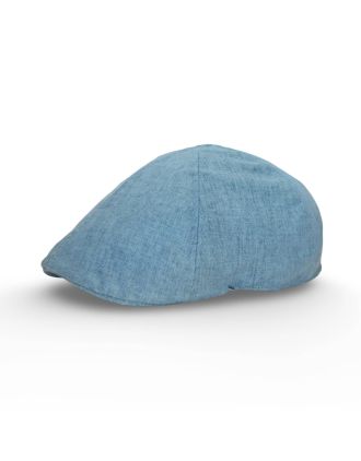 Six Panel Linen Acqua Grey Flat Cap