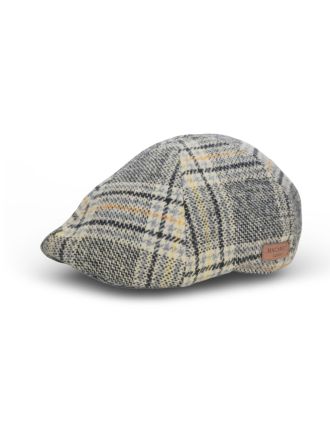 Monochrome Tartan Design Six Panel Flat Cap
