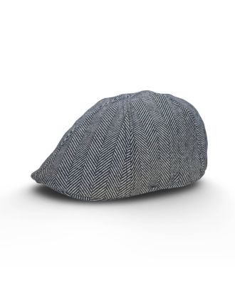 Dark Grey Herringbone Six Panel Flat Caps