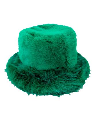 Macahel Plain Green Fluffy Bucket Hats