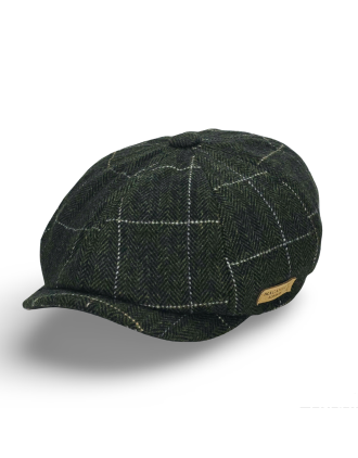 Eight Panel Forest Green Herringbone Design with white stripes 