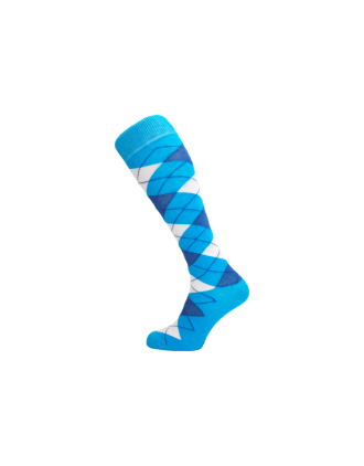 Kids 9-12 UK Blue on Blue Argyle Knee High Socks