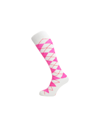 Kids 9-12 UK Pink on White Argyle Knee High Socks