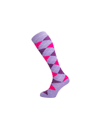Kids 12.5-3.5 UK Purple Argyle Knee High Socks