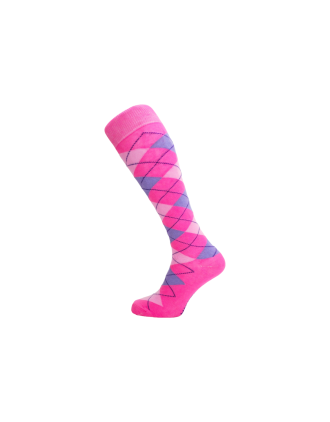 Kids 9-12 UK Pink Argyle Knee High Socks