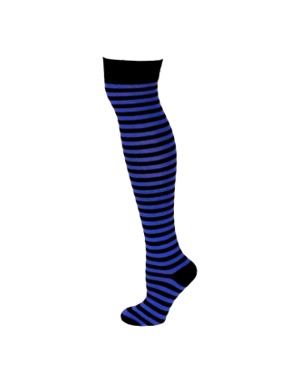 Black & Dark Blue  Thin Stripe Over The Knee Socks