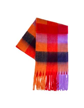 Orange And Purple Tones Assorted Color Check Design Scarves