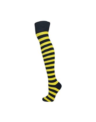 Black & Yellow Thick Striped Over The Knee Socks