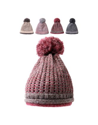 New Style Cable Knitted Beanie Hat With Pom Pom