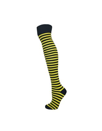 Black & Yellow Thin Striped Over The Knee Socks