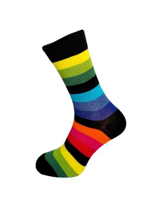 Rainbow on Black Ladies Ankle Socks