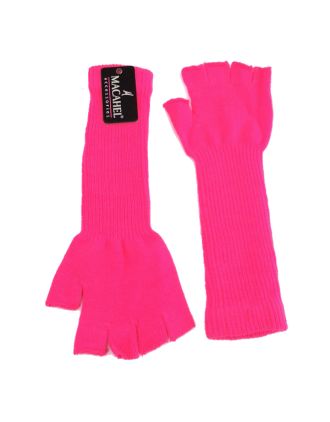 Neon Long Fuchsia Fingerless Gloves