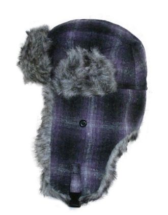 Assorted Checkered Coloured Trap With Faux Fur And Chin Clip