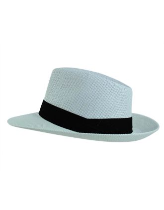 White Straw Hat With Black Band