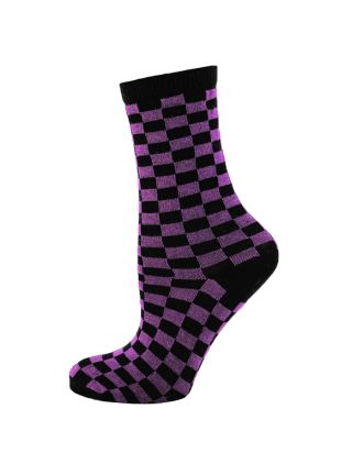 Small Square Purple and Black Ankle Socks