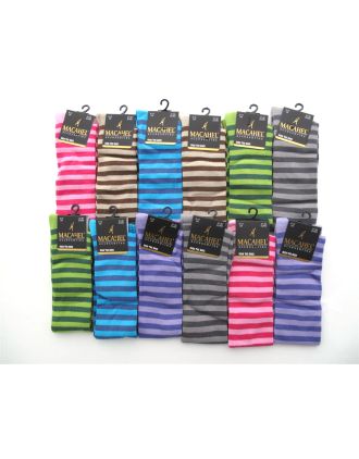 Two Colour Pastel Assorted Thin Striped Kids OTK Socks