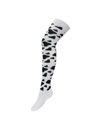 Cow Design White Over The Knee Socks