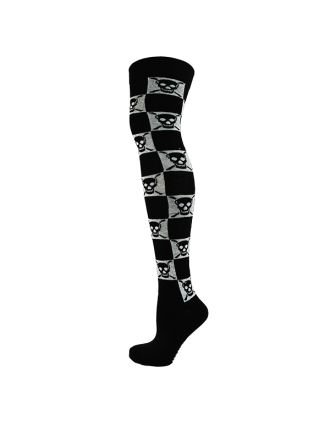 Skull in Square Over The Knee Socks