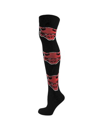 Red Devil On Black Over The Knee Socks