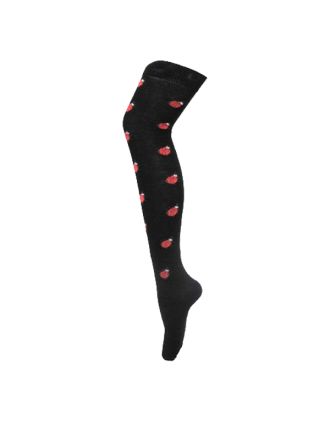 Ladybird Design on Black Over the Knee Socks