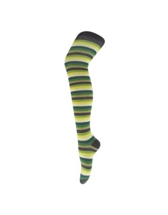 Green Rainbow Thin Stripe Over The Knee Socks