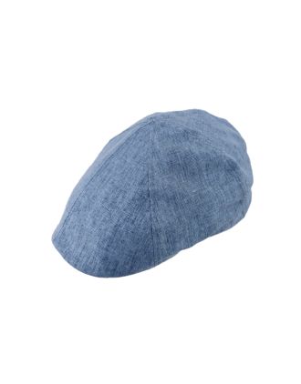 Six Panel Linen Acqua Grey Flat Cap
