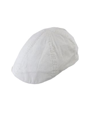 Six Panel Plain White Cream Flat Cap