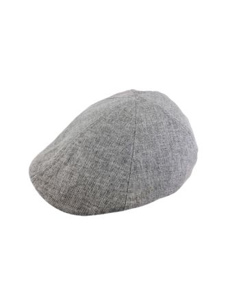 Six Panel Linen Grey Flat Cap