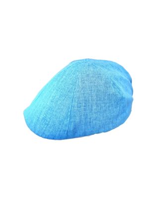 Six Panel Light Turquoise Plain Linen Flat Cap