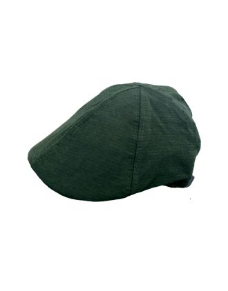 Six Panel Forest Green Plain Flat Cap