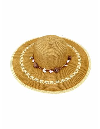 New Floppy Straw Hat with Shells