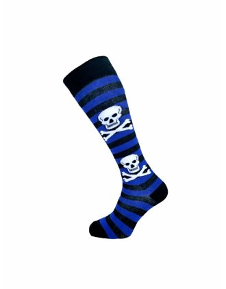 Black and Blue Thick Stripe  Skull KH Socks SLK-0733