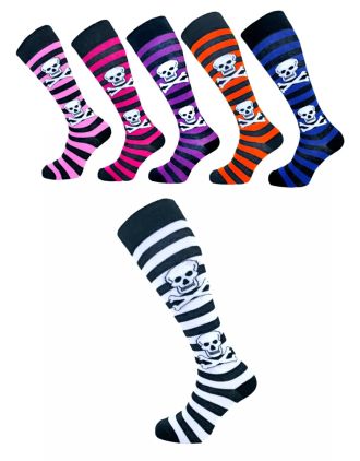 Assorted Big Skull Thick Striped Knee High Socks