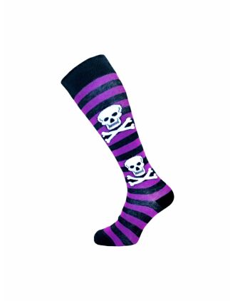Black and Purple Thick Striped Skull Design KH Socks -SLK-0735