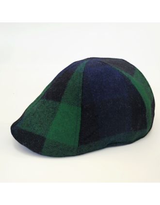 Green Check Flat Cap