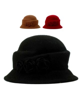Women's Wool Triple Flower Beret
