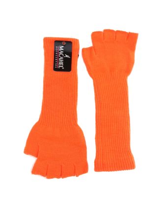 Neon Long Orange Fingerless Gloves