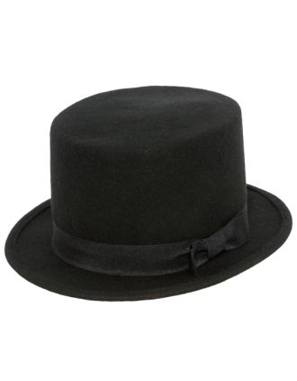 Plain Black With Black Bow Tie Band Top Hat