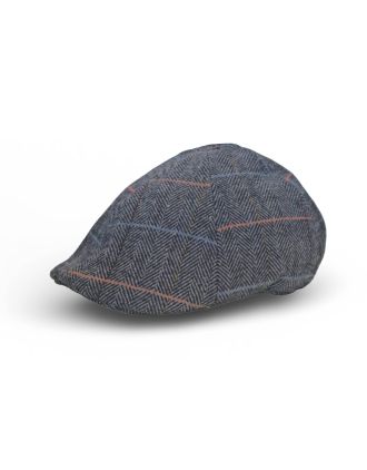 Light Grey Herringbone Six Panel Cap With Colorful Lines