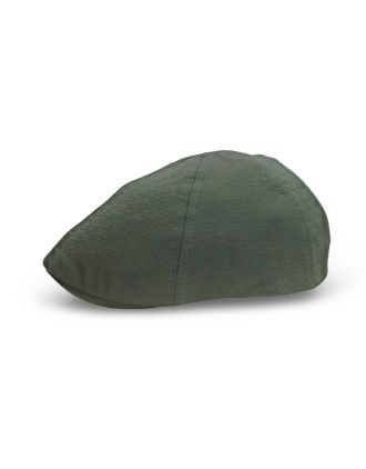 Six Panel Forest Green Plain Flat Cap