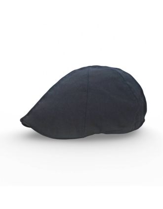 Plain Black Six Panel Flat Cap