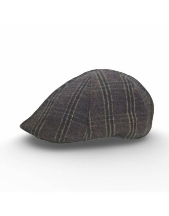 Brown Pin Stripe Bleach Green Six Panel Flat Cap