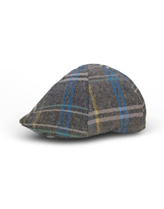 Brown/Camel Blue Checked Six Panel Flat Cap