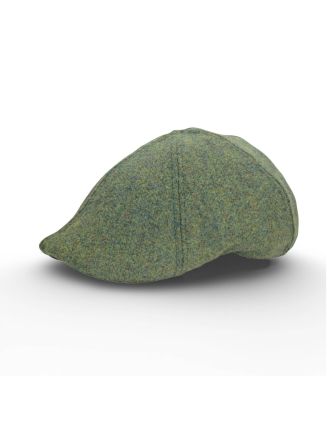 Green Tweed Marl Six Panel Flat Cap