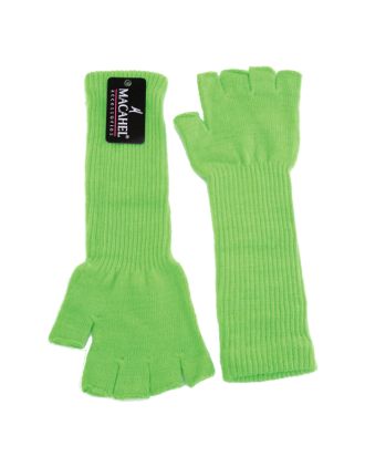 Neon Long Green Fingerless Gloves