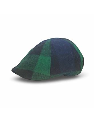 Green Check Flat Cap
