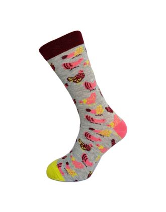 Chicken Design on Grey Ladies Ankle Socks