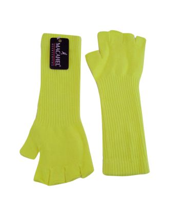 Neon Long Yellow Fingerless Gloves