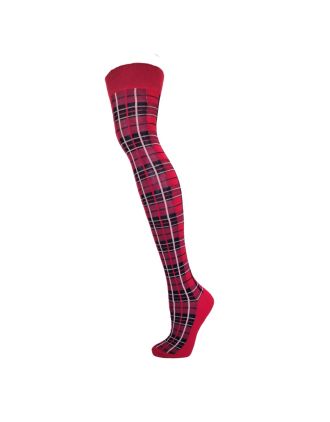 Red Check Design Over the Knee Socks