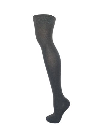 Plain Dark Grey Over The Knee Socks